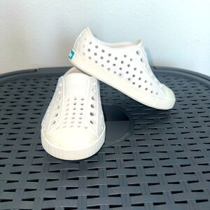 Toddler Native slip on white shoes